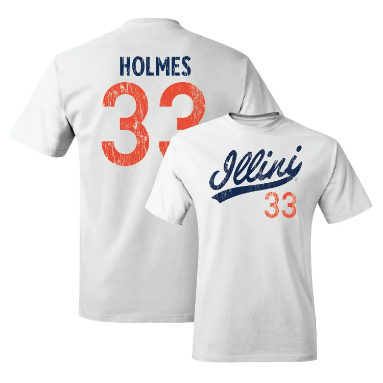 Football Jersey Custom Print-White Script Comfort Colors Tee - Ezekiel Holmes #33