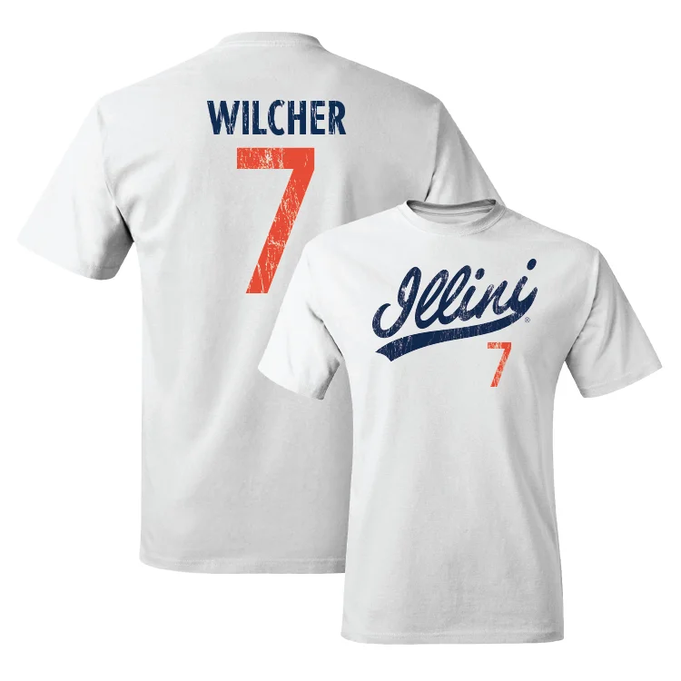 Football Jersey Heat Transfer-White Script Comfort Colors Tee - Kenari Wilcher #7