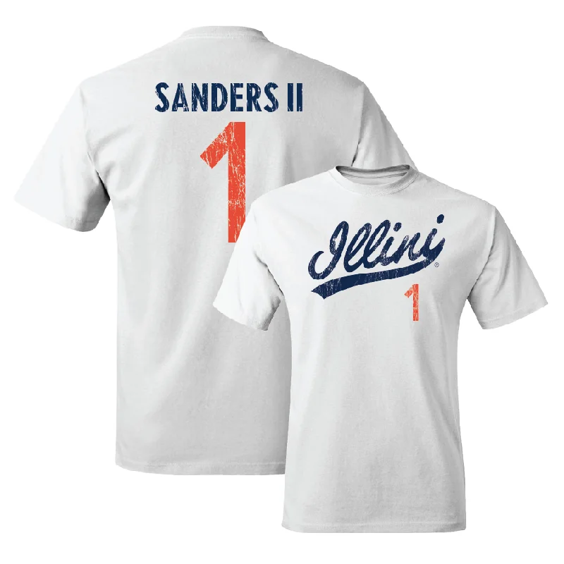 Football Jersey Premium Material-White Script Comfort Colors Tee  - Mario Sanders II