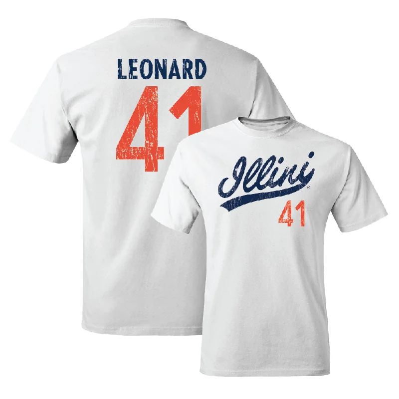 Football Jersey Inspired By NFL-White Script Comfort Colors Tee  - Clayton Leonard