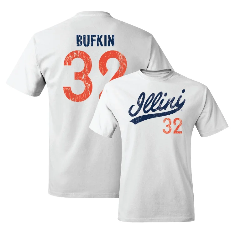 Football Jersey Collector’s Item-White Script Comfort Colors Tee - CJ Bufkin #32