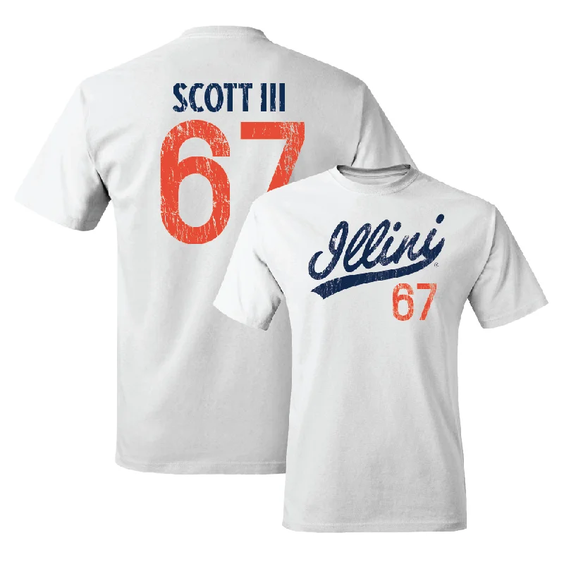 Football Jersey Personalized-White Script Comfort Colors Tee    - Steven Scott III