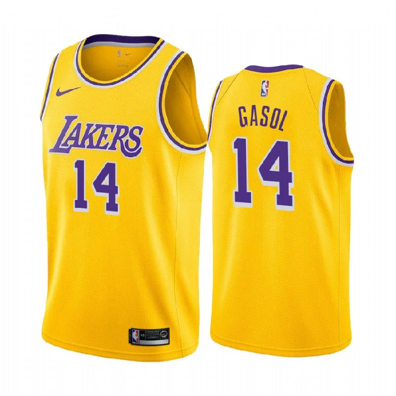 Basketball Jersey Hip Hop Style-Men's Los Angeles Lakers #14 Marc Gasol Gold Icon Edition 2020-21 Stitched Basketball Jersey