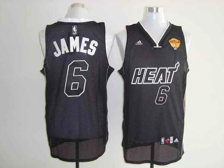 Basketball Jersey Sleeveless Comfort-Heat 6 James Black-White Final Patch Mesh Basketball Jerseys