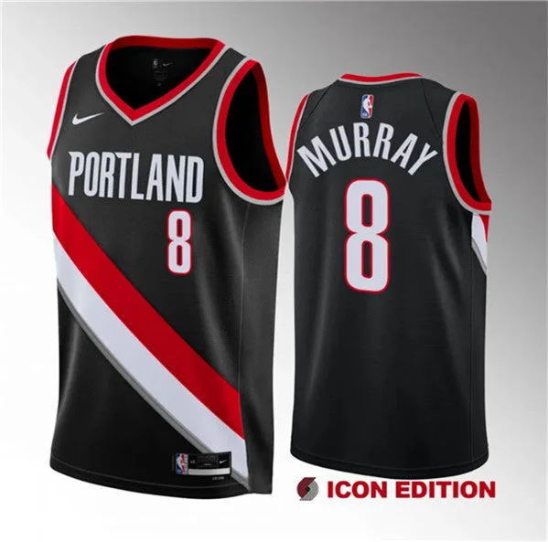 Basketball Jersey Anti-Fade Colors-Men's Portland Trail Blazers #8 Kris Murray Black 2023 Draft Icon Edition Stitched Basketball Basketball Jersey