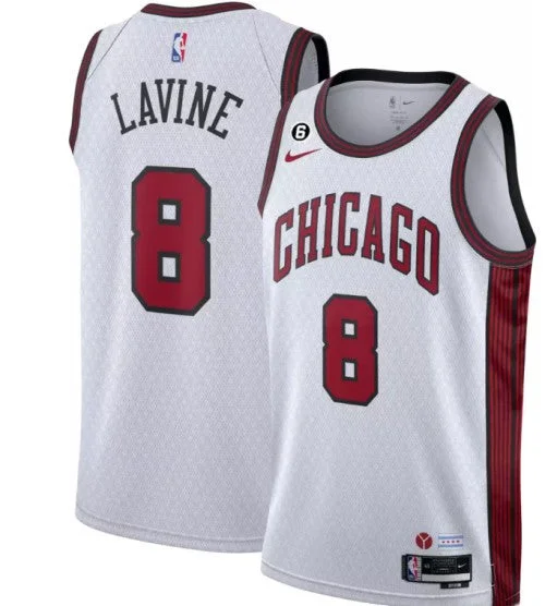 Basketball Jersey Running Friendly-Men's Chicago Bulls #8 Zach LaVine 2022-23 White City Edition With NO.6 Patch Stitched Basketball Basketball Jersey