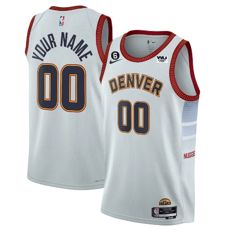 Basketball Jersey Wrinkle-Resistant-Men's Denver Nuggets Active Player Custom White 2022/23 Icon Edition With NO.6 Patch Stitched Basketball Jersey