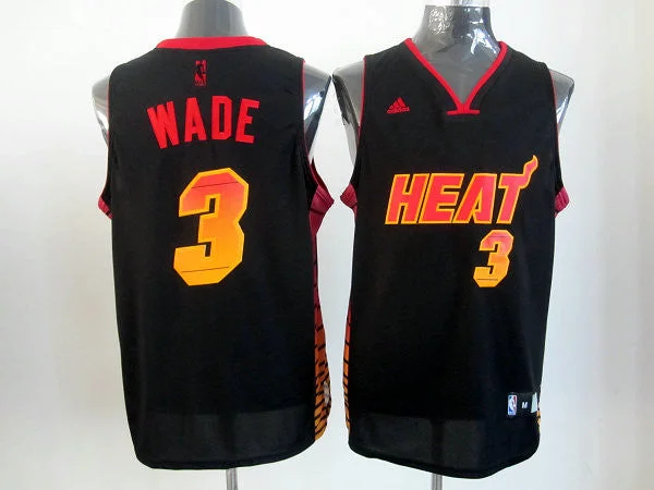 Basketball Jersey Fashionable-Heat 3 Wade Black Colorful Edition Basketball Jerseys