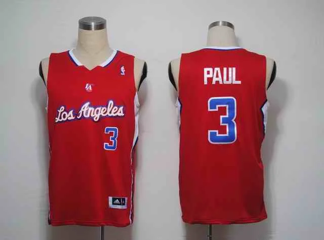 Basketball Jersey Casual Wear-Clippers 3 PAUL Red LAC Basketball Jerseys