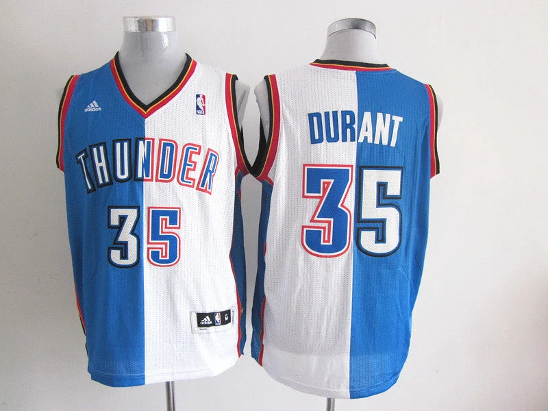 Basketball Jersey Sublimation Print-Thunders 35 Durant White&Blue Split Basketball Jerseys