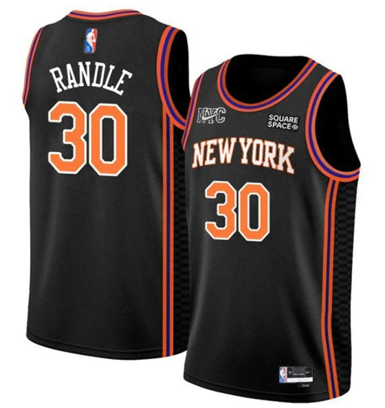 Basketball Jersey Lightweight-Men's New York Knicks #30 Julius Randle Black 75th Anniversary Stitched Basketball Basketball Jersey