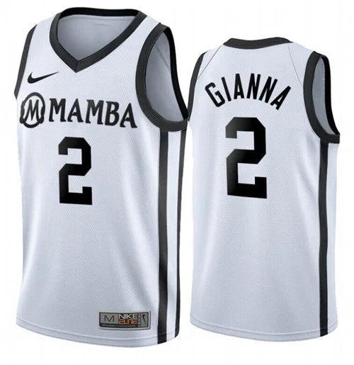 Basketball Jersey Cotton Blend-Men's Los Angeles Lakers #2 Gianna BryantâMambaâ White Stitched Basketball Jersey