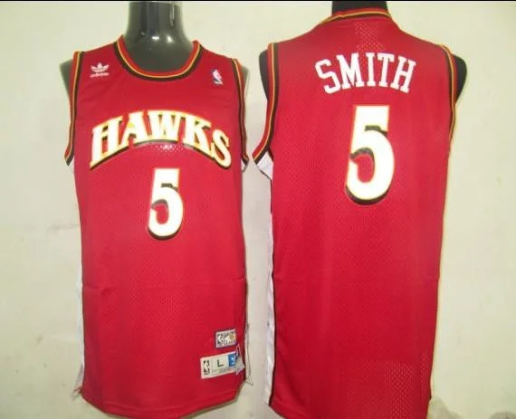 Basketball Jersey College Team-Hawks 5 Smith Red Swingman Basketball Jerseys