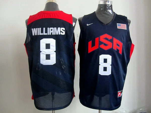 Basketball Jersey With Stripes-USA 8 Williams Blue 2012 Basketball Jerseys