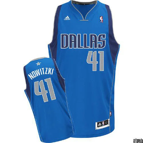 Basketball Jersey Metallic Finish-Mavericks 41 Nowitzki Blue Basketball Jerseys