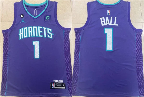 Basketball Jersey High Quality-Men's Charlotte Hornets #1 LaMelo Ball Purple Stitched Basketball Basketball Jersey