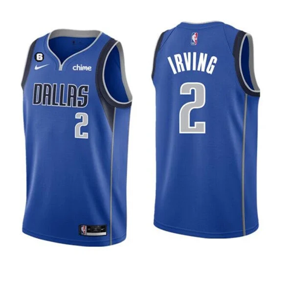 Basketball Jersey Ideal For Warm Weather-Men's Dallas Mavericks #2 Kyrie Irving Blue Icon Edition With NO.6 Patch Stitched Basketball Basketball Jersey