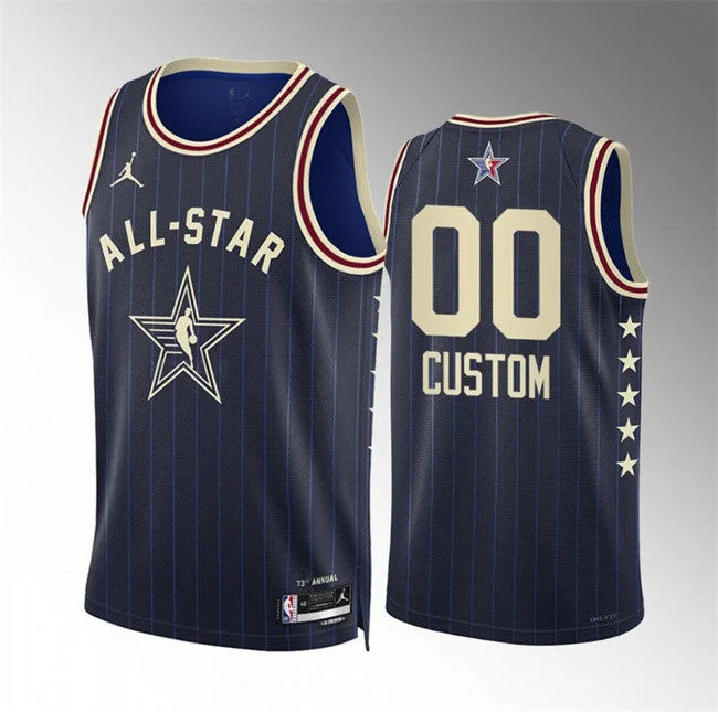 Basketball Jersey For Outdoor Courts-Men's 2024 All-Star Active Player Custom Blue Game Swingman Stitched Basketball Basketball Jersey