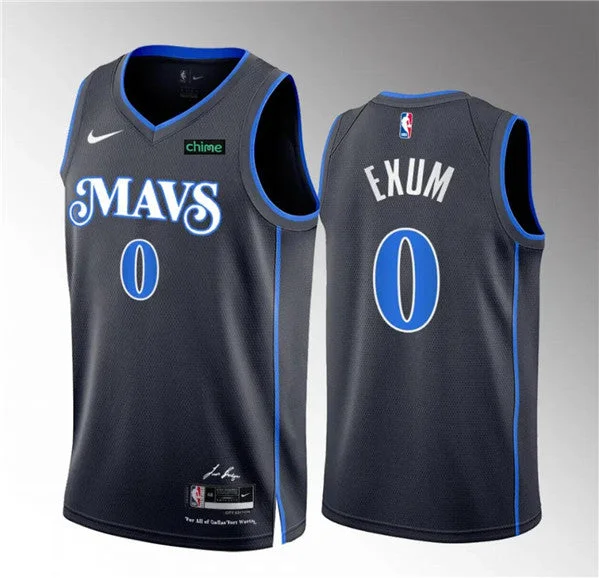 Basketball Jersey Reflective-Men's Dallas Mavericks #0 Dante Exum Black 2023/24 City Edition Stitched Basketball Basketball Jersey