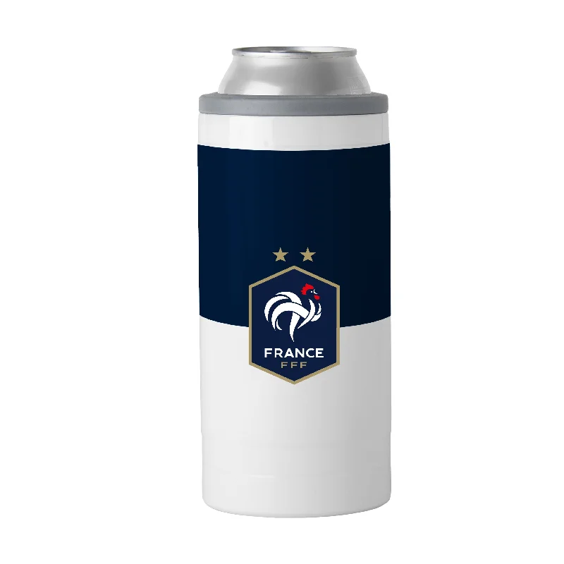 Team Mug Wholesale Price-France FC 12oz Colorblock Slim Can Coolie