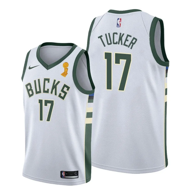 Basketball Jersey Custom Number-Men's Milwaukee Bucks #17 P.J. Tucker 2021 White Finals Champions Stitched Basketball Basketball Jersey