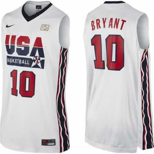 Basketball Jersey Hand Stitched-USA 10 Bryant 1992 Throwback White Basketball Jerseys