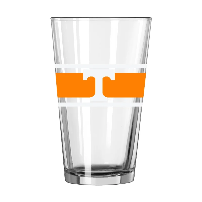 Team Mug With Metallic Finish-Tennessee 16oz Stripe Pint Glass