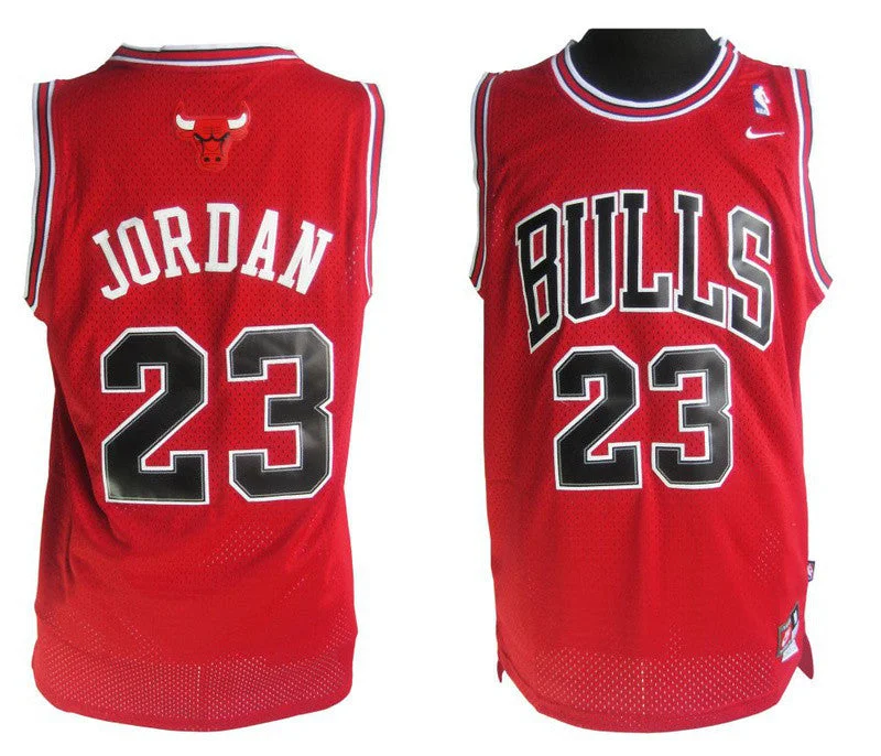 Basketball Jersey Elastic Collar-Bulls 23 Jordan Red New Basketball Jerseys