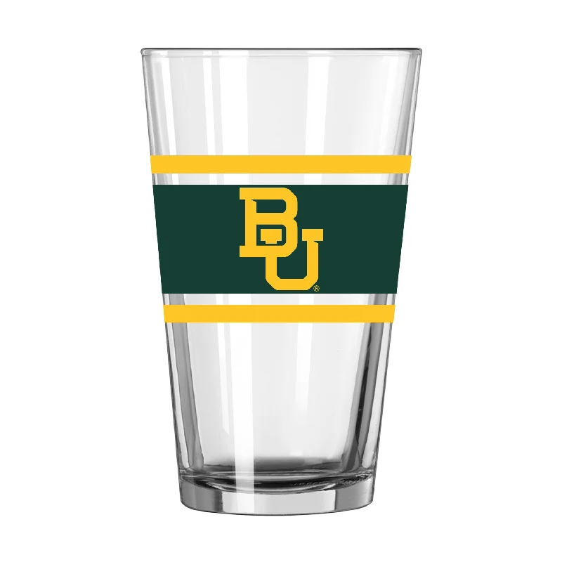 Team Mug With Double Handle-Baylor 16oz Stripe Pint Glass