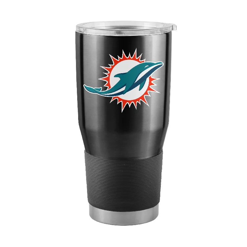 Team Mug For Gamers-Miami Dolphins Black 30oz Gameday Stainless Tumbler