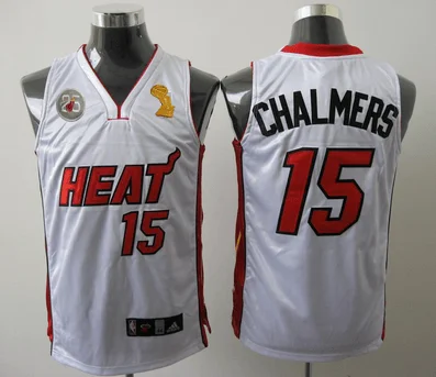 Basketball Jersey Comfortable Fit-Heat 15 Chalmers White 2013 Champion&25th Patch Basketball Jerseys