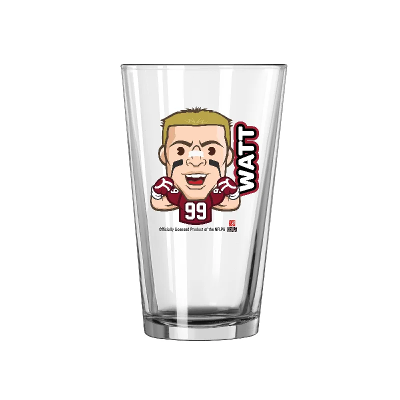 Team Mug With LED Light-Arizona Cardinals JJ Watt Caricature 16oz Pint Glass