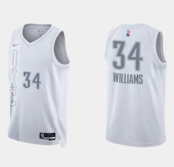 Basketball Jersey Ideal For Warm Weather-Men's Oklahoma City Thunder #34 Kenrich Williams White 75th Anniversary City Stitched Basketball Jersey