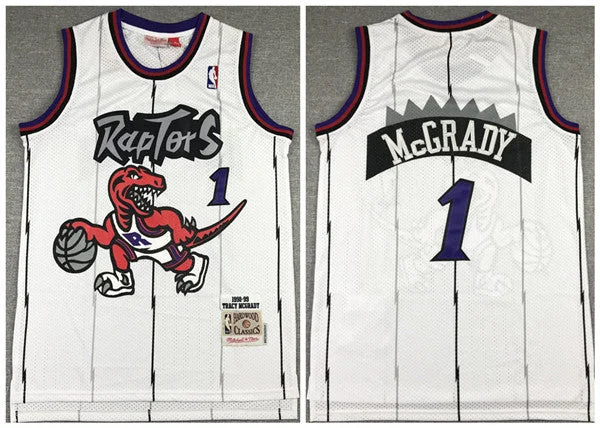 Basketball Jersey Adult Size-Men's Toronto Raptors #1 Tracy Mcgrady White Throwback Stitched Basketball Jersey