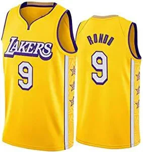 Basketball Jersey Vintage Look-Men's Los Angeles Lakers #9 Rajon Rondo Stitched Yellow Basketball Jersey