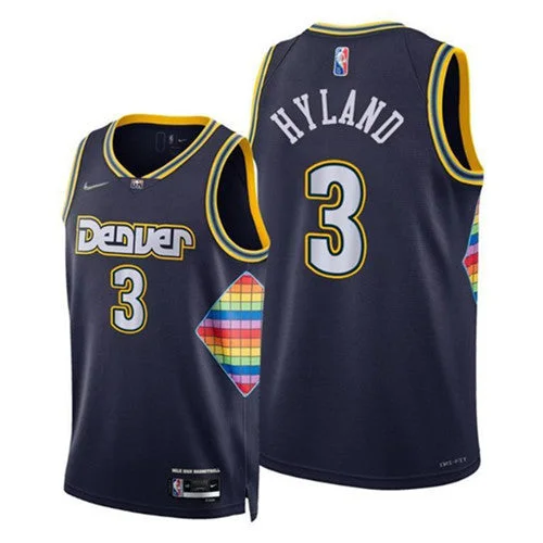 Basketball Jersey Lightweight Fit-Men's Denver Nuggets #3 Nah'Shon Hyland Navy 75th Anniversary City Stitched Basketball Jersey