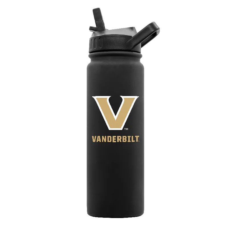 Team Mug Printed-Vanderbilt 24oz Black Soft Touch Dbl Wall Btl