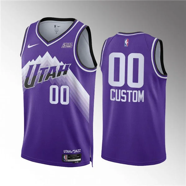 Basketball Jersey With Graphics-Men's Utah Jazz Active Player Custom Purple 2023 City Edition Stitched Basketball Basketball Jersey