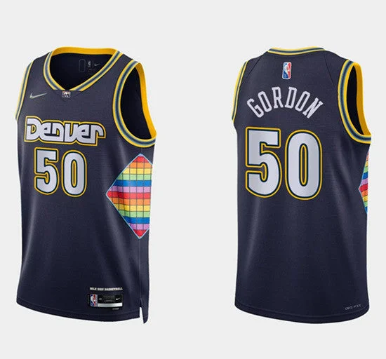 Basketball Jersey College Team-Men's Denver Nuggets #50 Aaron Gordon Navy 75th Anniversary City Stitched Basketball Jersey