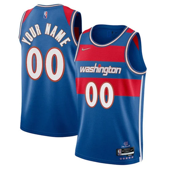 Basketball Jersey For Men-Men' Wizards Active Custom Blue 75th Anniversary City Stitched Basketball Jersey