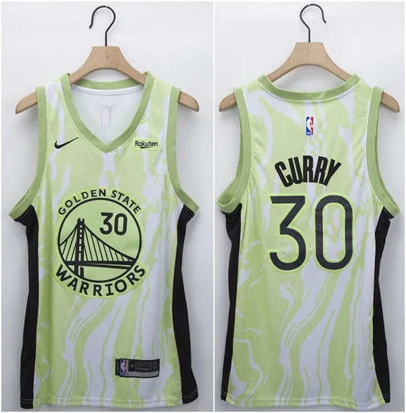 Basketball Jersey Soft Fabric-Men's Golden State Warriors #30 Stephen Curry Green/White Fashion Edition Stitched Basketball Jersey