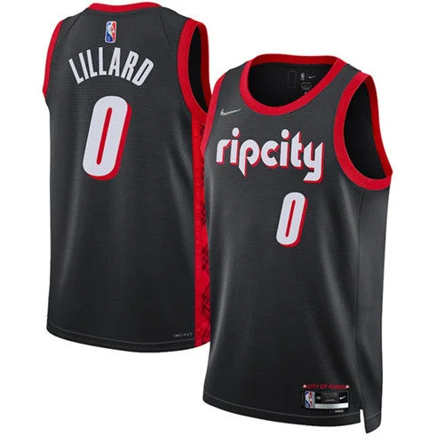 Basketball Jersey Sleeveless-Men's Portland Trail Blazers #0 Damian Lillard Black 75th Anniversary City Stitched Basketball Jersey