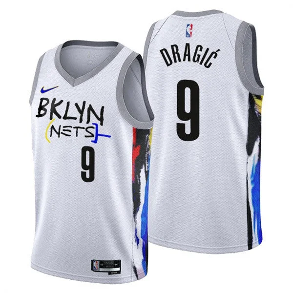 Basketball Jersey Urban Fashion-Men's Brooklyn Nets #9 Goran Dragic 2022/23 White City Edition Stitched Basketball Basketball Jersey