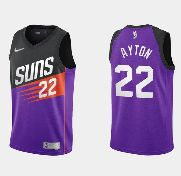 Basketball Jersey With Side Slits-Men's Phoenix Suns #22 Deandre Ayton Earned Edition Stitched Basketball Jersey