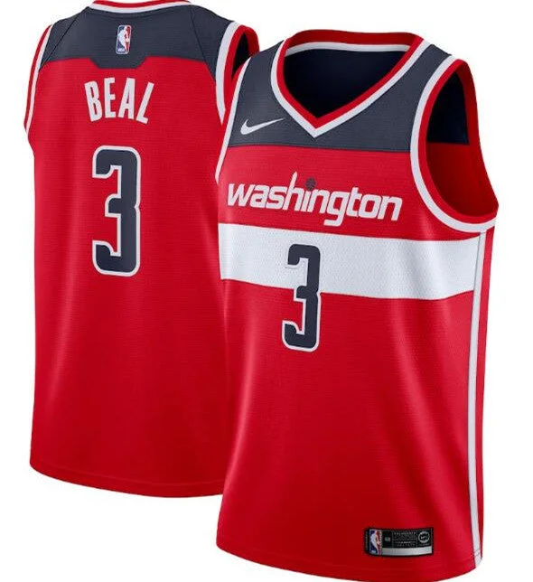 Basketball Jersey Perfect For Summer Sports-Men's Washington Wizards Red #3 Bradley Beal Icon Edition Swingman Stitched Basketball Jersey