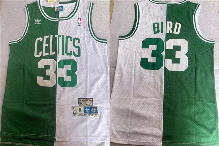 Basketball Jersey Team Edition-Men's Boston Celtics #33 Larry Bird White/Green Split Throwback Stitched Basketball Jersey