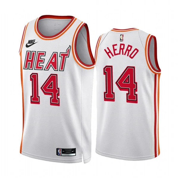 Basketball Jersey For Father's Day-Men's Miami Heat #14 Tyler Herro White Classic Edition Stitched Basketball Basketball Jersey