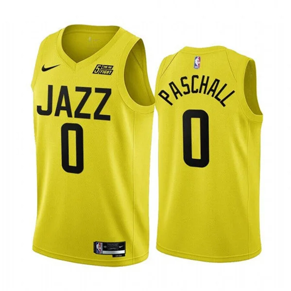 Basketball Jersey Anti-Fade Colors-Men's Utah Jazz #0 Eric Paschall Yellow 2022/23 Association Edition Stitched Basketball Basketball Jersey