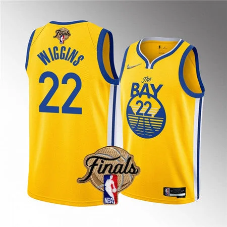 Basketball Jersey Tank Top Style-Men's Golden State Warriors #22 Andrew Wiggins 2022 Yellow Finals Stitched Basketball Jersey