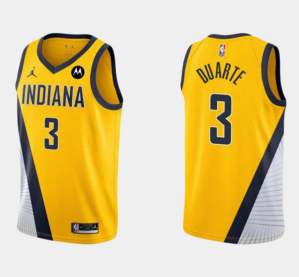 Basketball Jersey Designed For Quick Moves-Men's Indiana Pacers #3 Chris Duarte Gold Statement Edition Basketball Stitched Basketball Jersey